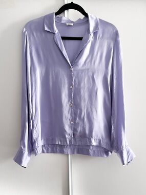 Wilfred Lilac Satin Button-Down Blouse